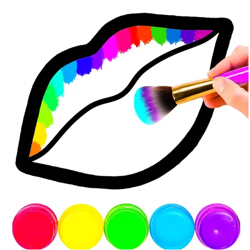 Lips coloring book icon