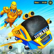 Flying Bus Robot Transform War: Robot Hero Game_playmods.io